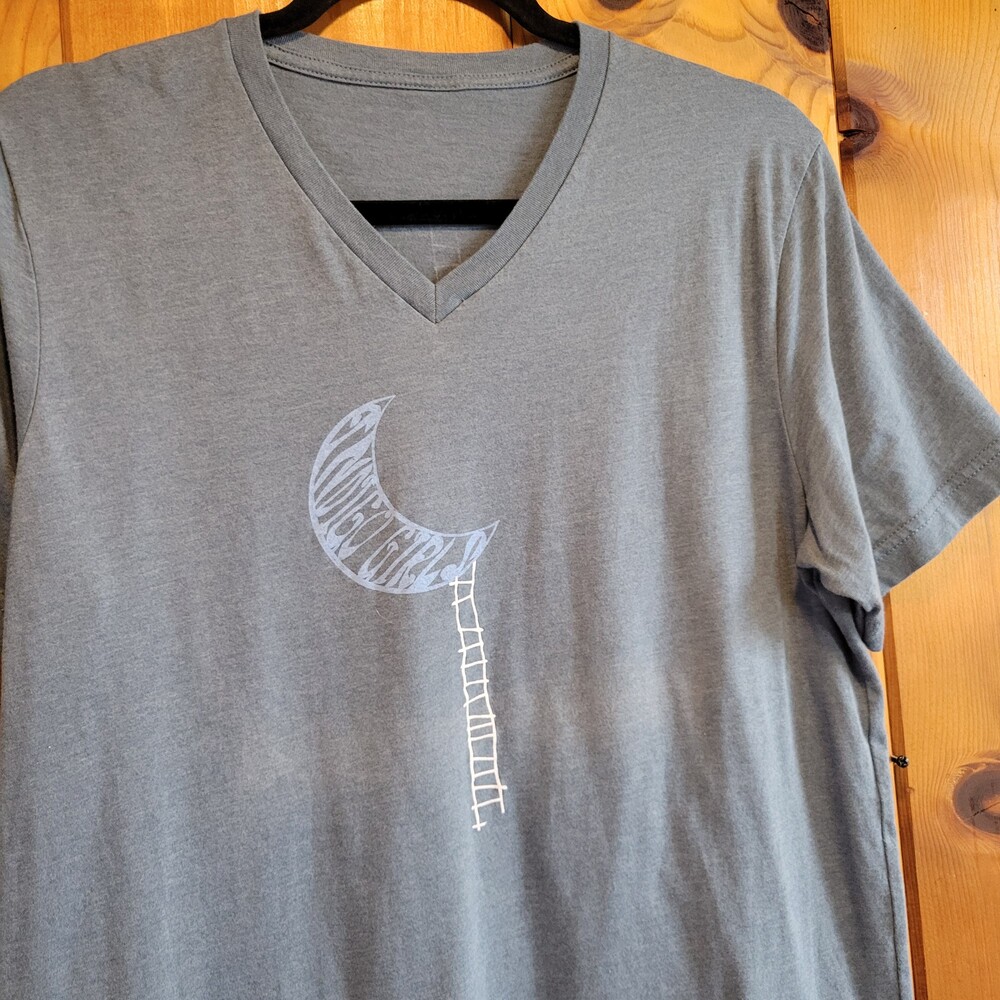 Indigo girls XL Gray V Neck Short Sleeve T-Shirt Crescent lillith fair 90s folk